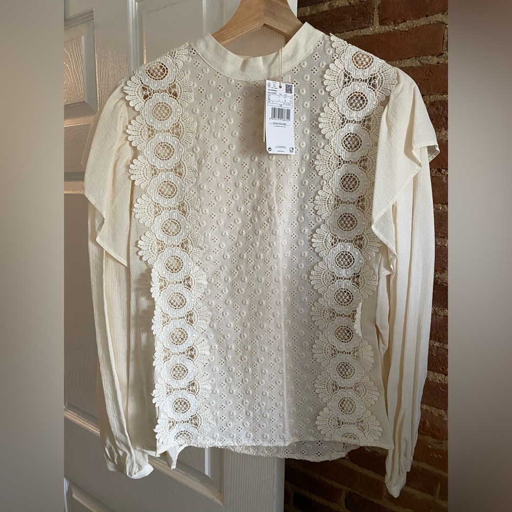 Mango Embroidered Panel Blouse - New With Tags - Picture 3 of 16